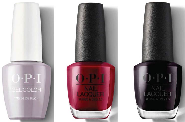 Triple Threats: Beautiful 3-Color OPI Combos That Work. 29 Taupe less beach Miami Beet Lincoln park after dark https://nailhow.com/3-color-opi-nail-polish-colors-that-match/