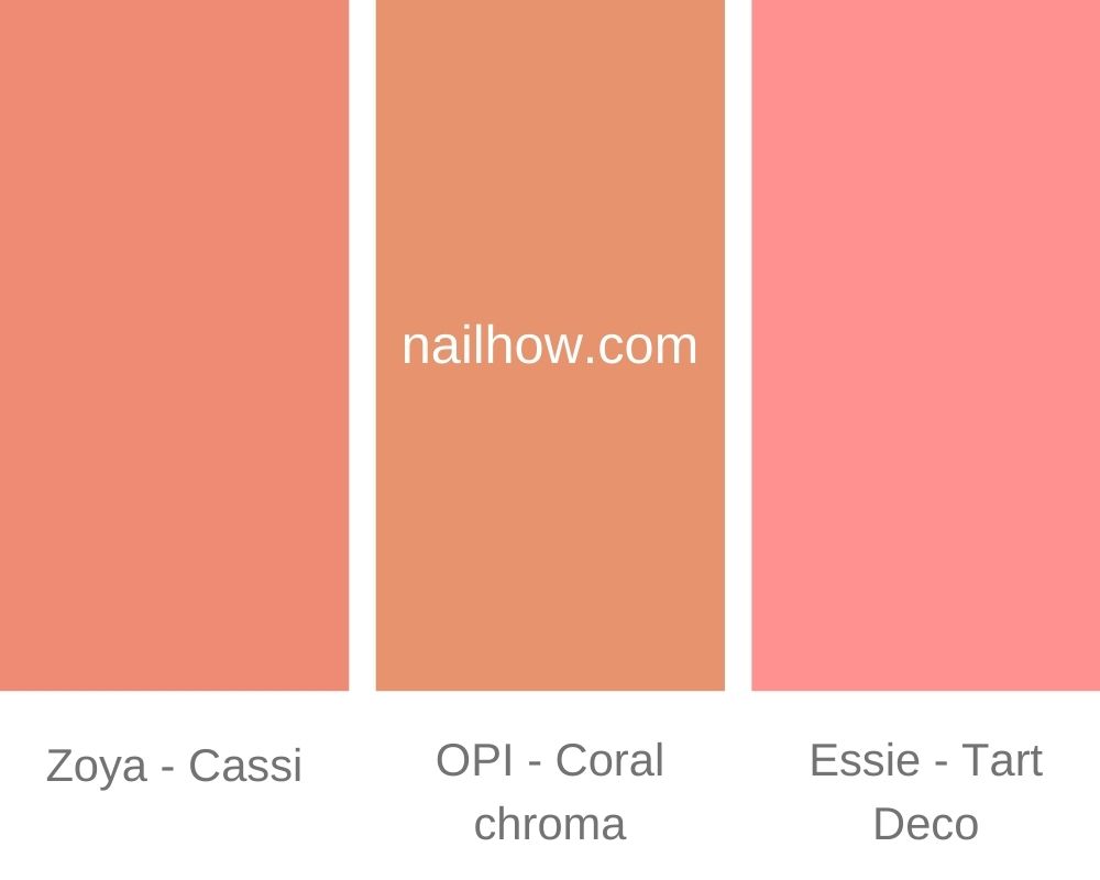 Nail Color 101: How to Choose the Best Match for Your Skin Tone 50 Zoya – Cassi
OPI – Coral chroma
Essie – Tart Deco