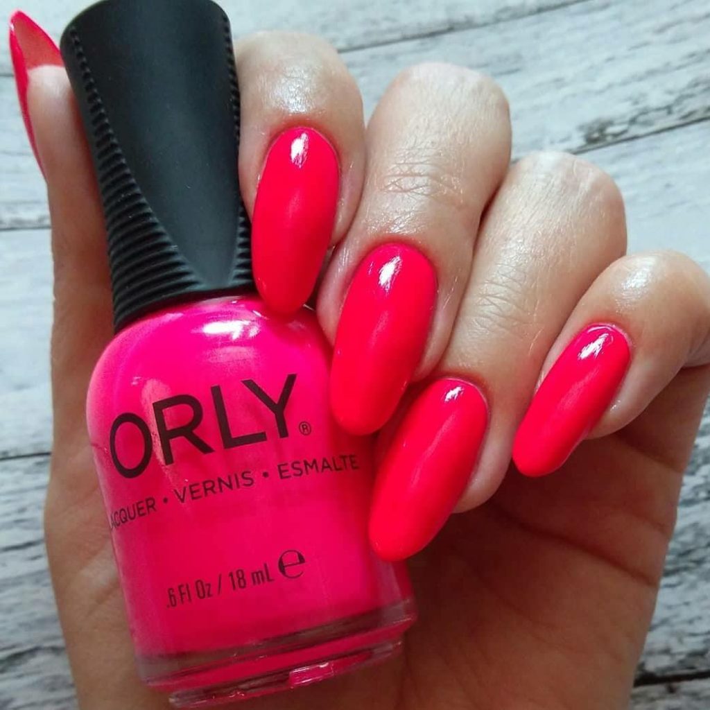 orly no regrets neon pink bright nails https://nailhow.com/neon-pink-nail-polish/