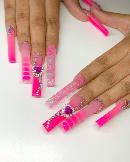 Hot pink nails with designs: over 100 styles you'll love 80 nails.bykarina 1 https://nailhow.com/hot-pink-nails-with-designs/