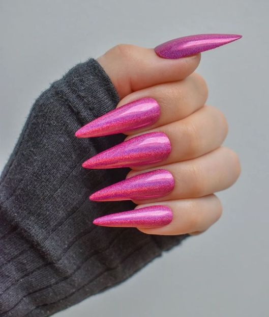 Hot pink nails with designs: over 100 styles you'll love 98 nailsvonangie 1 https://nailhow.com/hot-pink-nails-with-designs/