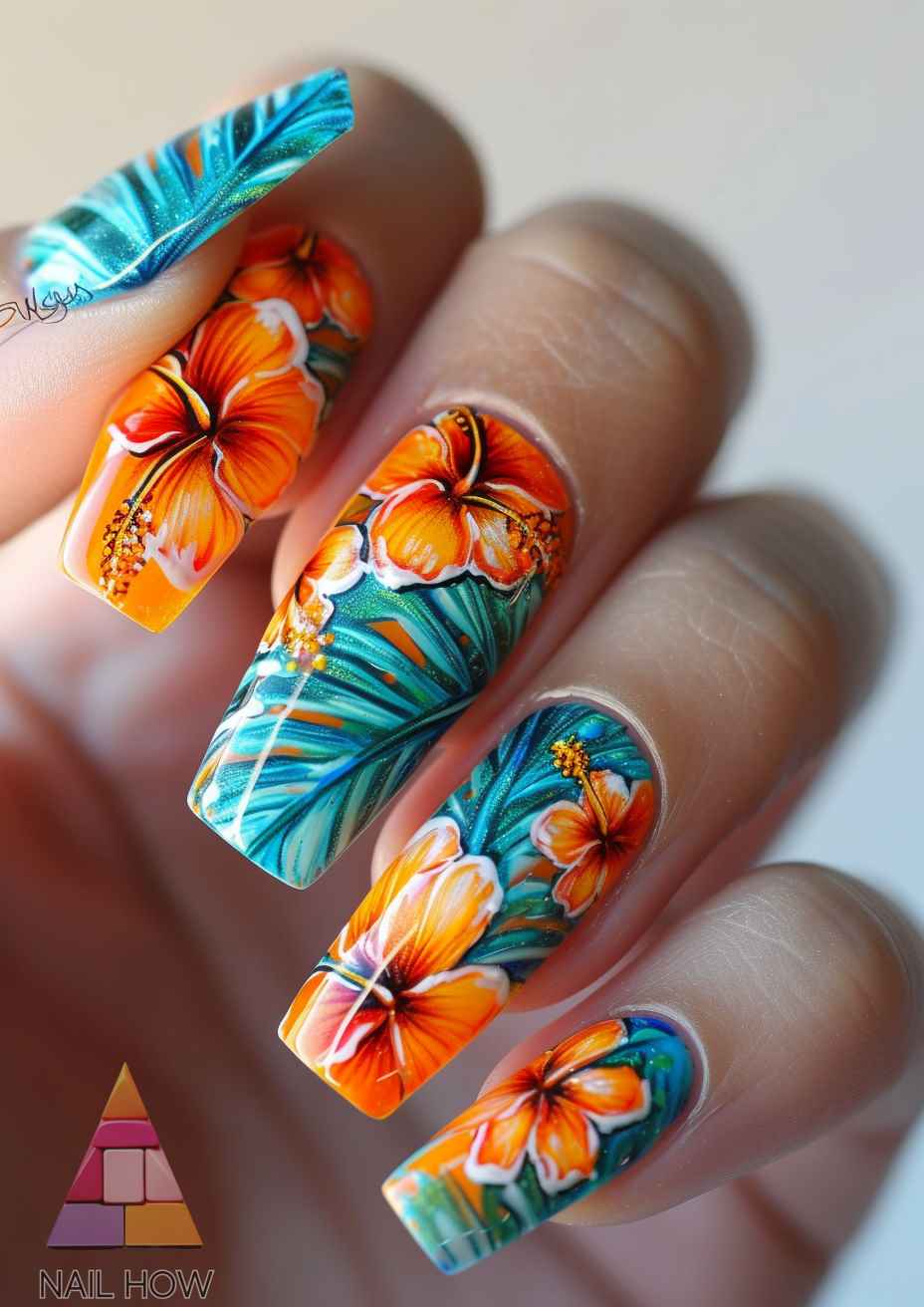 Aloha Nails: Embrace the Hawaiian Spirit with Vibrant Nail Designs 13 Hawaiian nail designs 13 https://nailhow.com/hawaiian-vibrant-nail-designs/