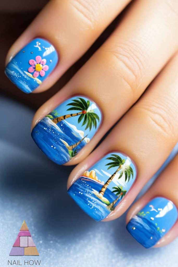 Beach Bliss Unleashed: Dive into 2024's Stunning Nail Art Trends! 62 beach nail design 50 https://nailhow.com/beach-nail-art-trends/