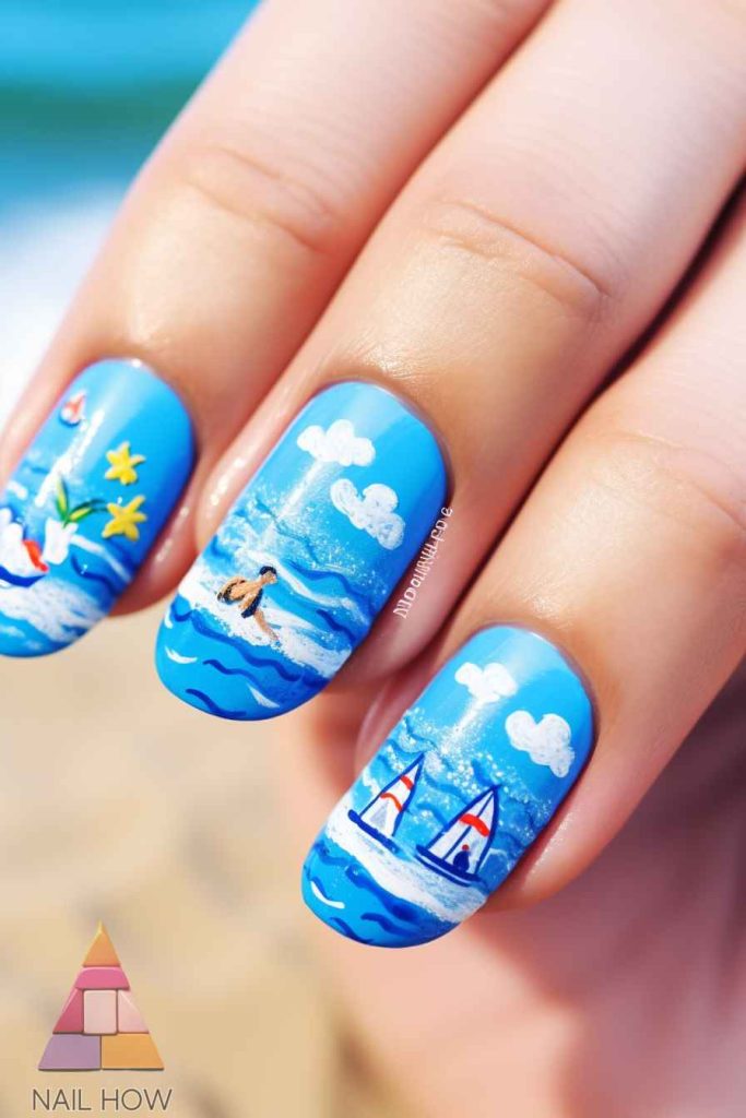 Beach Bliss Unleashed: Dive into 2024's Stunning Nail Art Trends! 77 beach nail design 62 https://nailhow.com/beach-nail-art-trends/