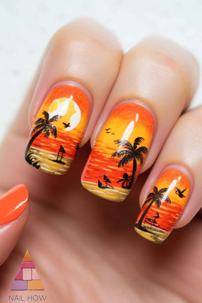 Beach Bliss Unleashed: Dive into 2024's Stunning Nail Art Trends! 66 beach nail design 66 https://nailhow.com/beach-nail-art-trends/
