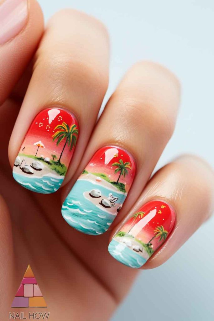 Beach Bliss Unleashed: Dive into 2024's Stunning Nail Art Trends! 74 beach nail design 80 https://nailhow.com/beach-nail-art-trends/