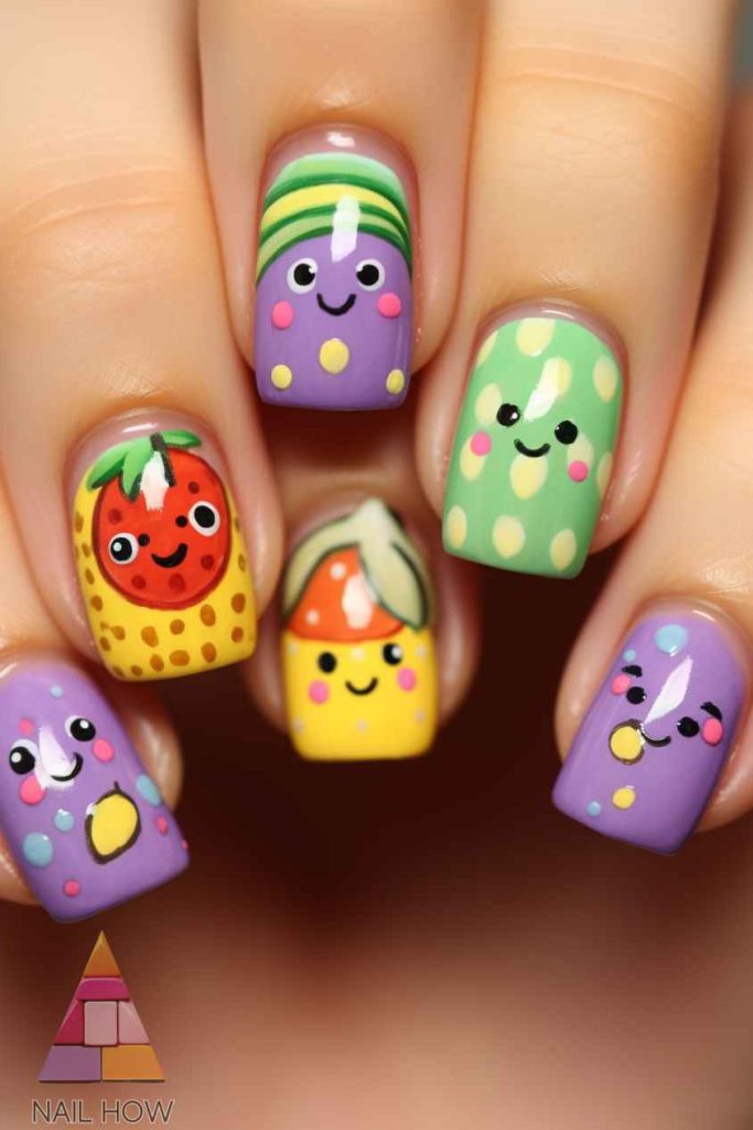 cute funky nail design 221 https://nailhow.com/cute-funky-nail-designs/