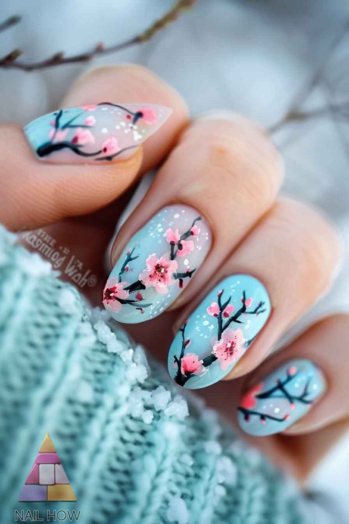 Spring at Your Fingertips: Exploring the Art and Elegance of Cherry Blossom Nail Designs 44 Cherry blossom Nail Designs 33 https://nailhow.com/cherry-blossom-nail-designs/