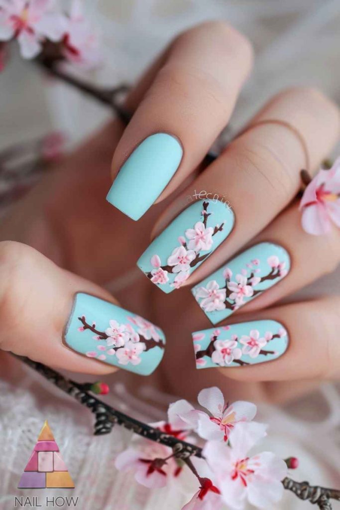 Spring at Your Fingertips: Exploring the Art and Elegance of Cherry Blossom Nail Designs 7 Cherry blossom Nail Designs 5 https://nailhow.com/cherry-blossom-nail-designs/
