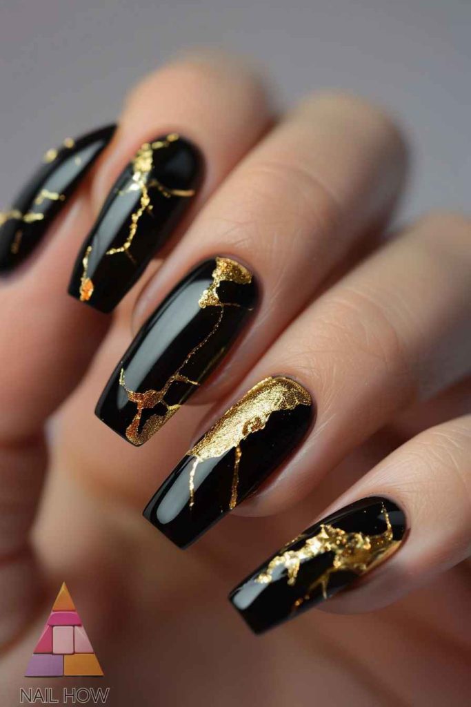 Bold and Beautiful Black Acrylic Nails to Enhance Your Style 12 black acrylic nails 18 https://nailhow.com/black-acrylic-nails/