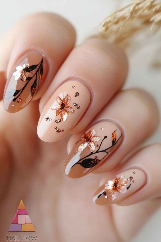 Stunning Thanksgiving Nails to Feast Your Eyes On 8 thanks giving nails 9 https://nailhow.com/thanksgiving-nails/
