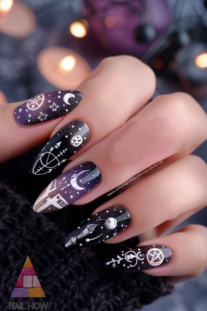 Enchanting Witchy Nails: Unleash Your Inner Sorceress 131 witchy nails 104 https://nailhow.com/witchy-nails/